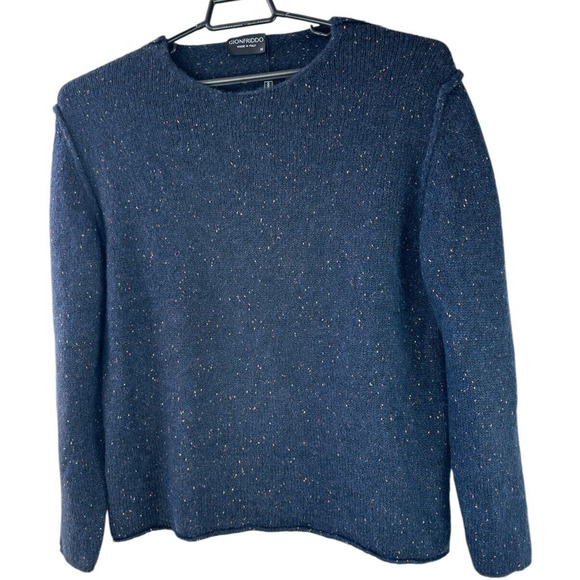 NWT Gionfriddo Hand Spun Alpaca Wool Blend Sweater Navy Blue Elbow Patch Medium - Picture 6 of 12